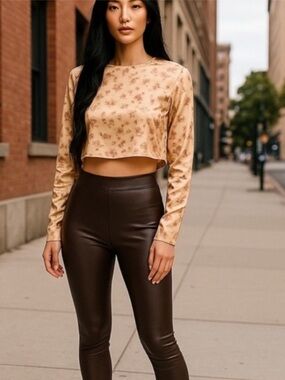 Zara Satin Floral Crop Top